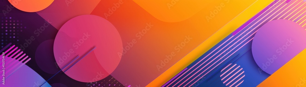 Poster vibrant abstract geometric background with colorful shapes and lines, perfect for modern design proj