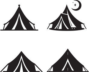 silhouette of clean vector Tent  set isolated on white background