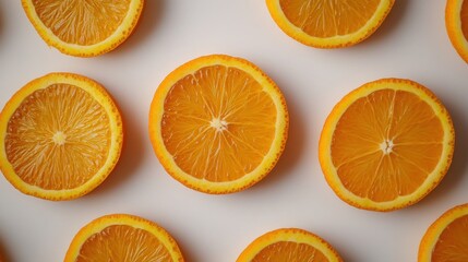 Fototapeta premium Vibrant close-up of fresh sliced orange on a crisp white background - juicy and refreshing.