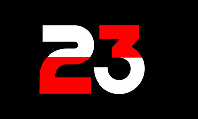 23 Red White Half Modern Number Logo