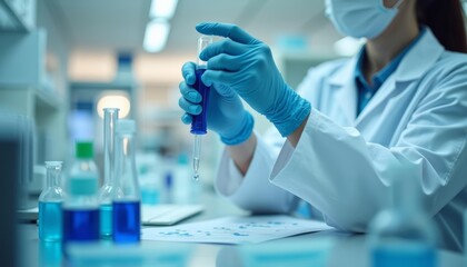 Fototapeta premium Precision in Science A researcher meticulously measures a sample