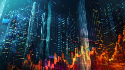 Fototapeta premium Market Economy Currency Exchange and Trade Graphs - An illustration of currency exchange rates and trade graphs, symbolizing the dynamics of a market economy