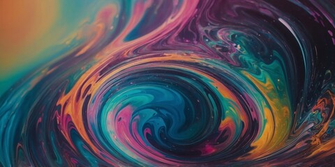 Abstract Liquid Swirl Art in Holographic Colors.
