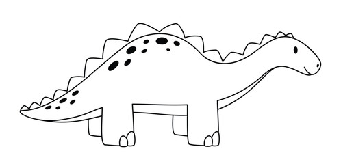 Vector isolated dinosaur. Line art illustration