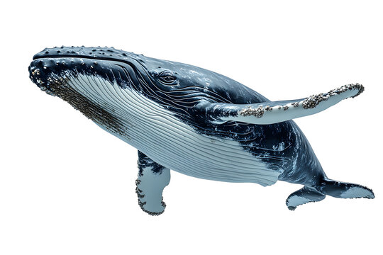 Ballena nadando sobre fondo transparente