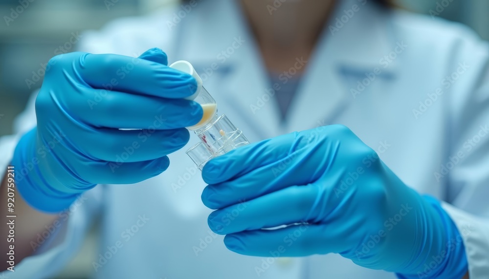 Poster precision in the lab a scientists delicate handling of a test tube