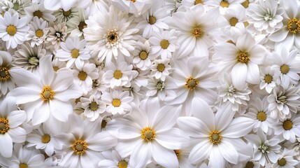 A breathtaking and stunning array of beautiful white flowers, including cheerful daisies and delicate wildflowers