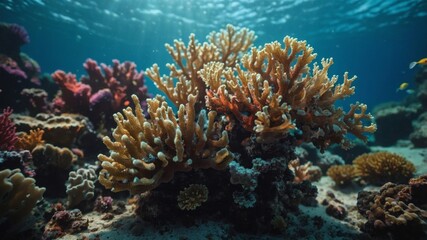 corals on the seabed widescreen background.