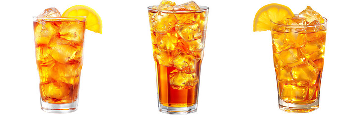 Set of 3 Long Island Iced Tea on a Transparent Background, drink, beverage, coffee, hot, ice, cocktail, alcoholic, smoothie, party, bar, juice, pub, png file, cut off bg, 300 dpi