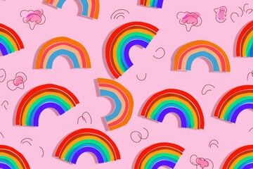 Hand-drawn seamless background with slices of watermelon. Beautiful simple AI generated image in 4K, unique.