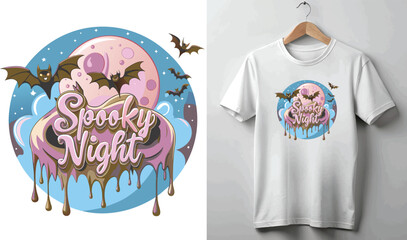 Funny Halloween shirt design vector for a spooky night.

