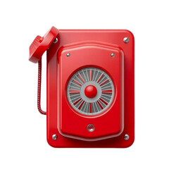 Fototapeta premium Fire alarm on Isolated transparent background png. generated with AI