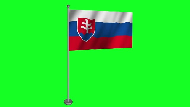 Flag of Slovakia waving animation on Green Screen