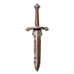 An ancient sword with intricate designs, representing historic craftsmanship and warrior culture.