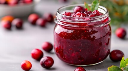 Thanksgiving cranberry sauce, rustic jar, homemade charm, seasonal berries