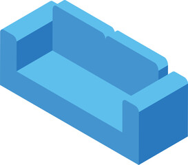 Blue sofa isometric object being part of furniture set