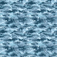 Blue military pixelated camouflage seamless pattern. Modern hunting camo pattern