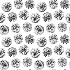 Seamless pattern vintage style. Hand drawn poppy flowers illustration.