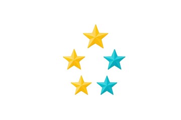 Obraz premium five colorful stars arranged in a playful pattern, perfect for vibrant designs, children’s illustrations, and cheerful graphics with a focus on creativity, positivity, and high-quality decoration