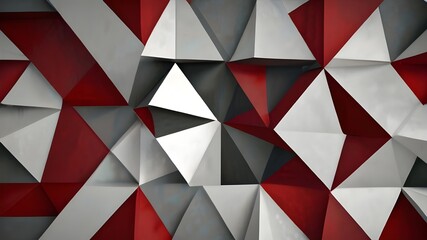 Obraz premium White red and gray geometric background. Abstract backdrop animation. Triangle pattern wallpaper Generative AI