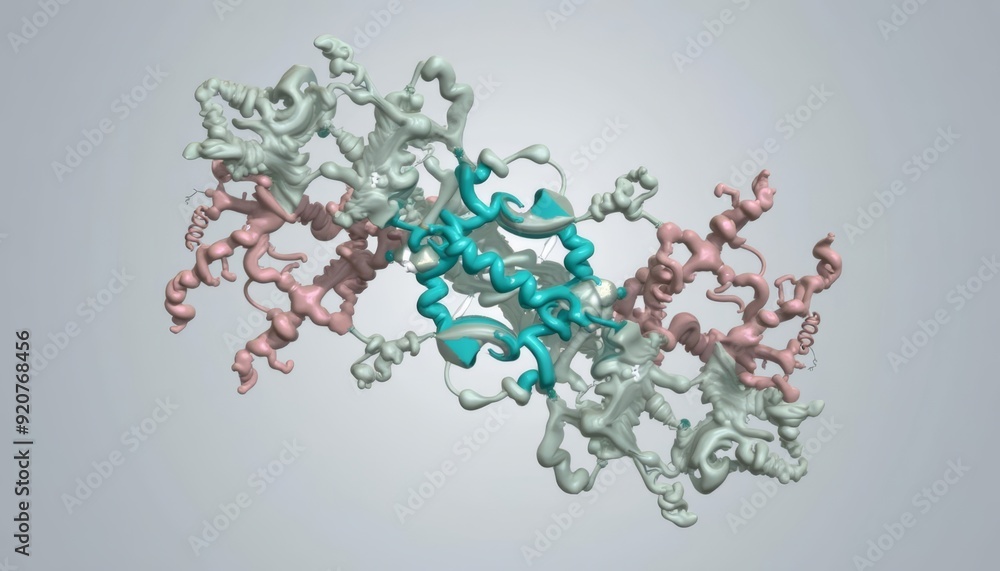 Aufkleber 3d rendering of a molecular structure in vibrant colors