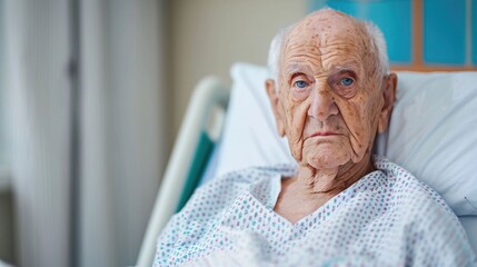 Elderly patient resting comfortably in hospital bed receiving specialized geriatric care and therapeutic treatment for improved well being and recovery  The image captures the peaceful