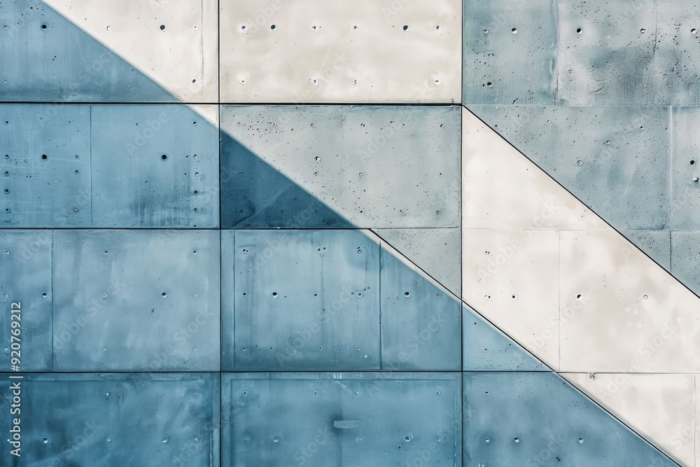 Leinwandbilder blue and white concrete wall featuring intersecting diagonal lines creating a modern abstract design