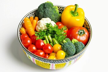 Healthy eating concept - outdoor picnic with fresh assorted vegetables on a table with classic Italian red checkered tablecloth. . Beautiful simple AI generated image in 4K, unique.
