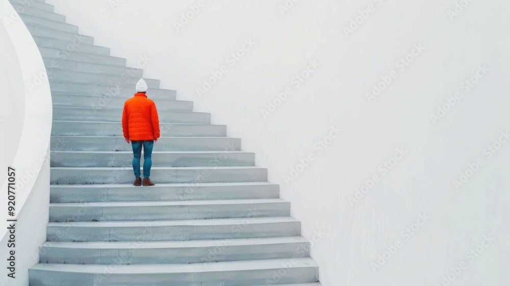 Poster a clean modern minimalist staircase design showcasing principles of accessible and universal archite