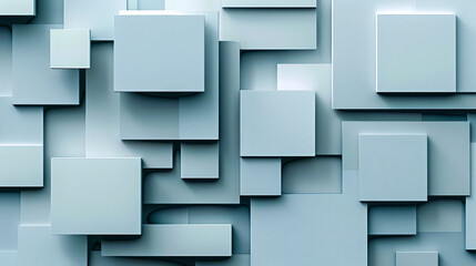 Abstract light blue background forming a geometric pattern with cubes of different sizes