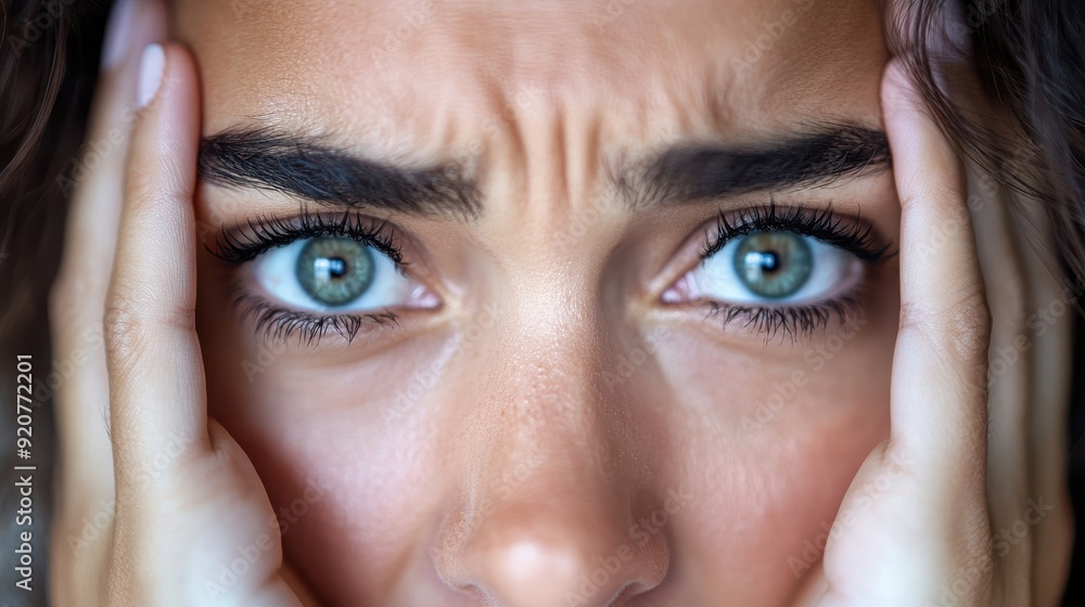 Aufkleber a close-up of a person's partially visible face with the features blurred, focusing on the sides of 