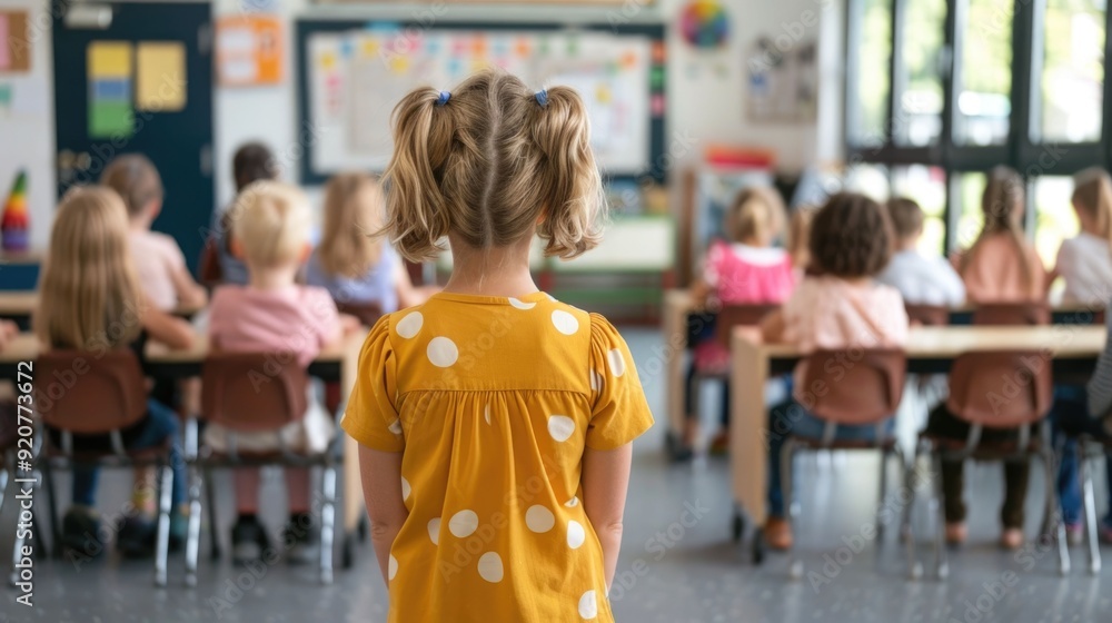 Aufkleber diverse and inclusive curriculum in classroom with students engaged in learning activities and using