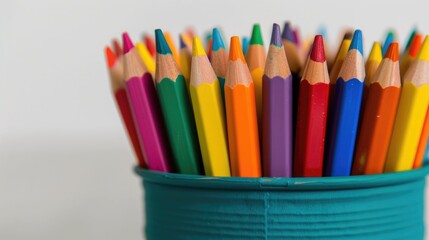 Diverse array of vibrant colored pencils crayons and stationery supplies for an inclusive and equitable curriculum in modern schools and educational settings