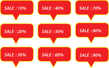 Sale Icon Collection Set with Percentage Vector, Isolated on white background, Price Tag, Web Element