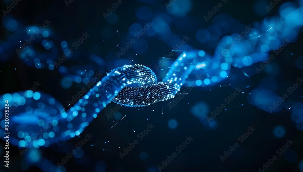 Poster a blue digital chain, symbolizing the connection and security of blockchain technology. the backgrou