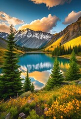 vibrant landscapes showcasing breathtaking natural wonders lush majestic clear blue skies, nature, beauty, mountain, sky, cloud, tree, river, lake