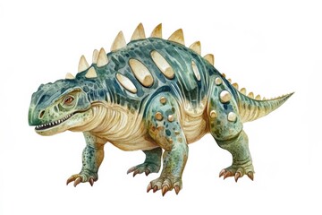 Obraz premium ankylosaurus dinosaur vintage style watercolor illustration isolated on white background