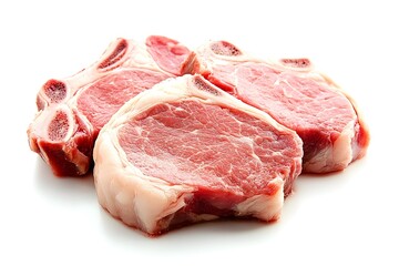 Fototapeta premium Raw Meat Steak On Bone Isolated On White Background.