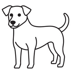 Vector black and white illustration of a sitting dog isolated on a white background.