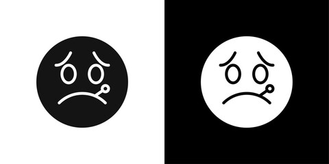 Face with thermometer emoji icon logo set vector