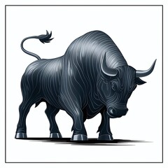 Fototapeta premium Minimalist Wall Street Bull Silhouette 