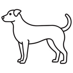 Vector black and white illustration of a sitting dog isolated on a white background.