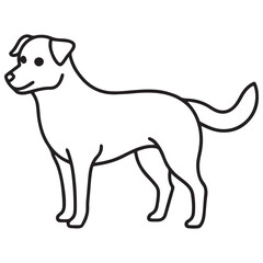 Vector black and white illustration of a sitting dog isolated on a white background.