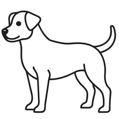 Vector black and white illustration of a sitting dog isolated on a white background.