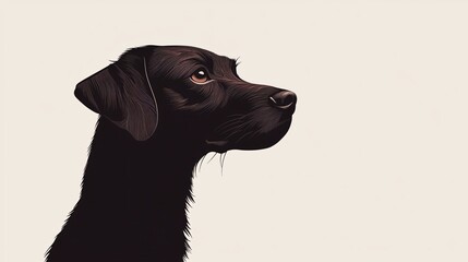 Minimalist dog silhouette with abstract smooth lines focusing on simplicity and elegance