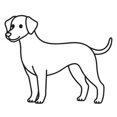 Vector black and white illustration of a sitting dog isolated on a white background.