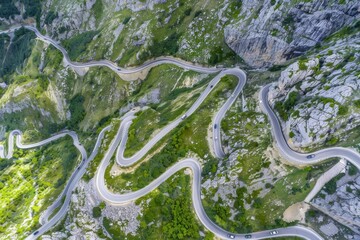 Der alte Tremola-Pass aus der Luft betrachtet, Schweiz (August 2021) . Beautiful simple AI generated image in 4K, unique.