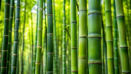 Fototapeta premium Close-up of green and tall bamboo plant in the forest, bamboo, green, plant, nature, forest, sustainable, eco-friendly, Asian