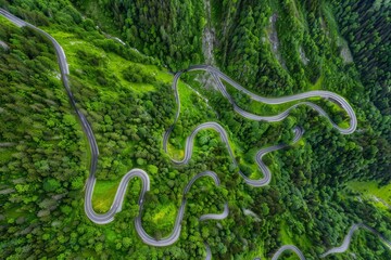 Serpantine in the Pyrenees mountains during sunset, Andorra - France. Beautiful simple AI generated image in 4K, unique.