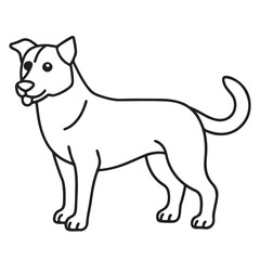Vector black and white illustration of a sitting dog isolated on a white background.